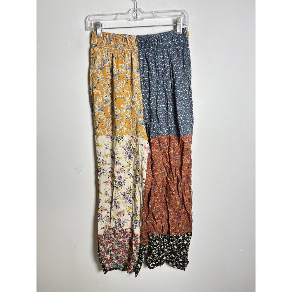 NATURAL LIFE Patchwork Floral Ankle Pants in Mustard, Blue, Rust, Cream, Black